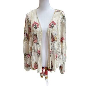 Zara floral Dotted Tassel Kimono Size S